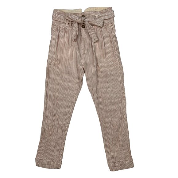 Free People Rumors Yarn Dye Harem Pants 0 Striped Cropped Belted High Waist - Picture 1 of 12